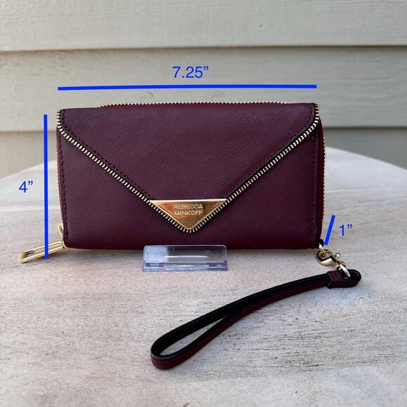 Rebecca Minkoff Womens Molly Metro Purse Port Wine Red Zip Around Wallet - Picture 3 of 12